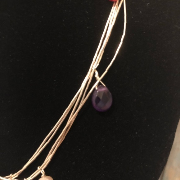 🌹 Silver necklace with stone droplets - Picture 6 of 6